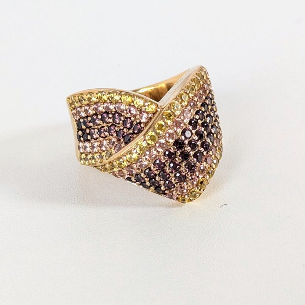 Epiphany QVC Colored Diamonique CZ 14K Gold Vermeil Sterling Silver Ring Size 8